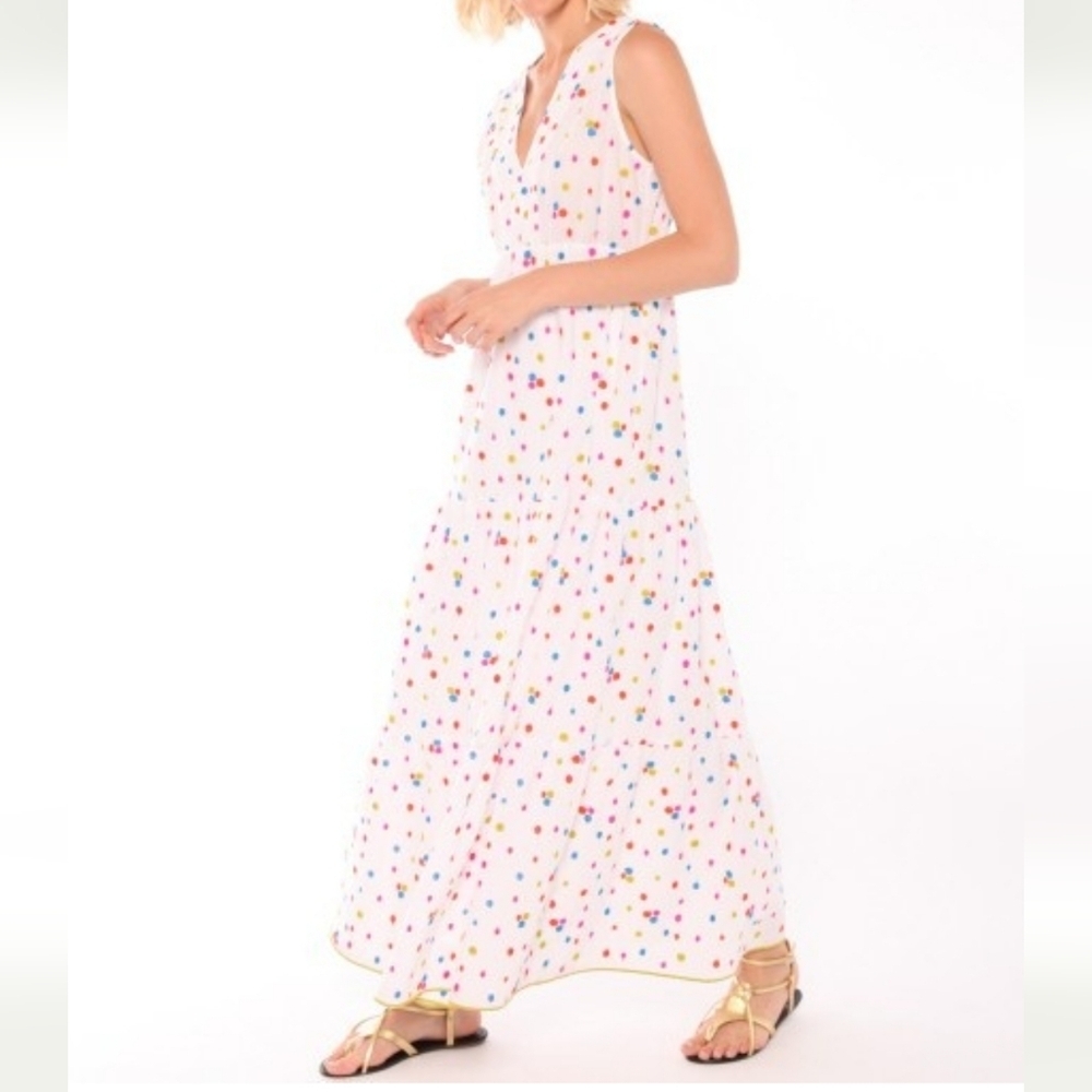 Vilagallo Women's Cotton Polka Dot Maxi Dress Size 36